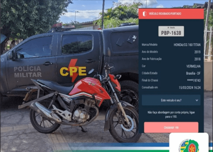 Motocicleta Furtada E Clonada Recuperada Pela Cpe Em Rubiataba