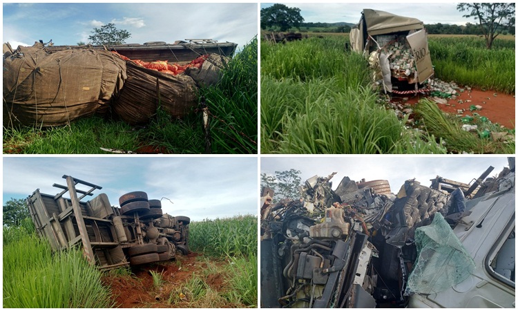 Duas pessoas ficam feridas em colisão entre dois caminhões na BR-153