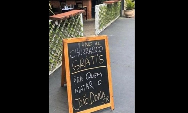 Comerciante é detido por anunciar ‘churrasco grátis pra quem matar João Doria’ em restaurante de SP