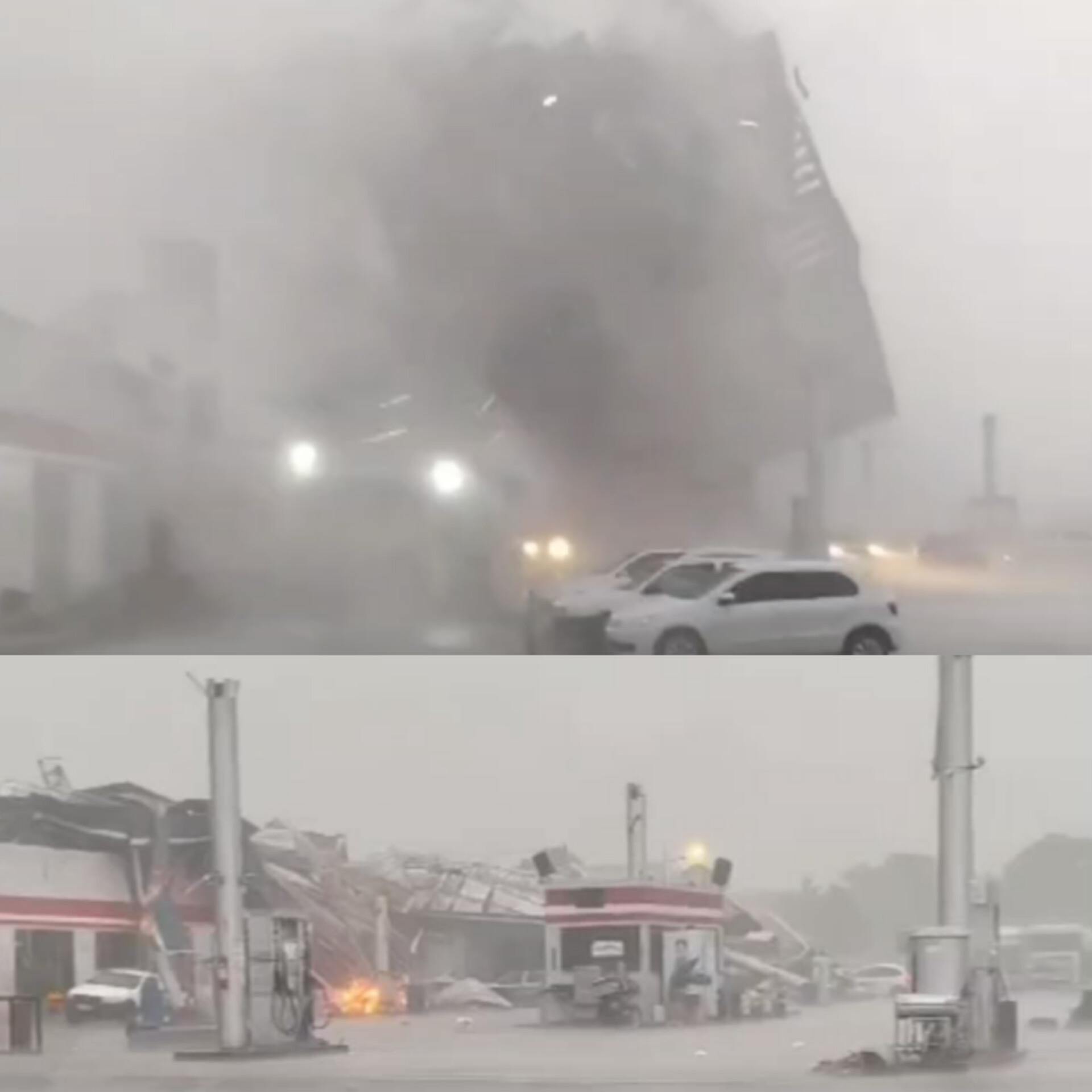 Forte chuva acompanhada de rajadas de vento arranca estrutura de posto em Itapaci