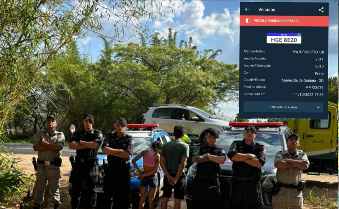 Veículo roubado em Aparecida de Goiânia é recuperado pela PM na BR-153, em Rianápolis