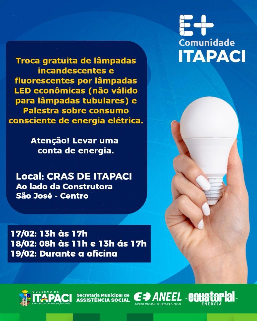 Troca gratuita de lâmpadas e palestra sobre consumo consciente de energia elétrica