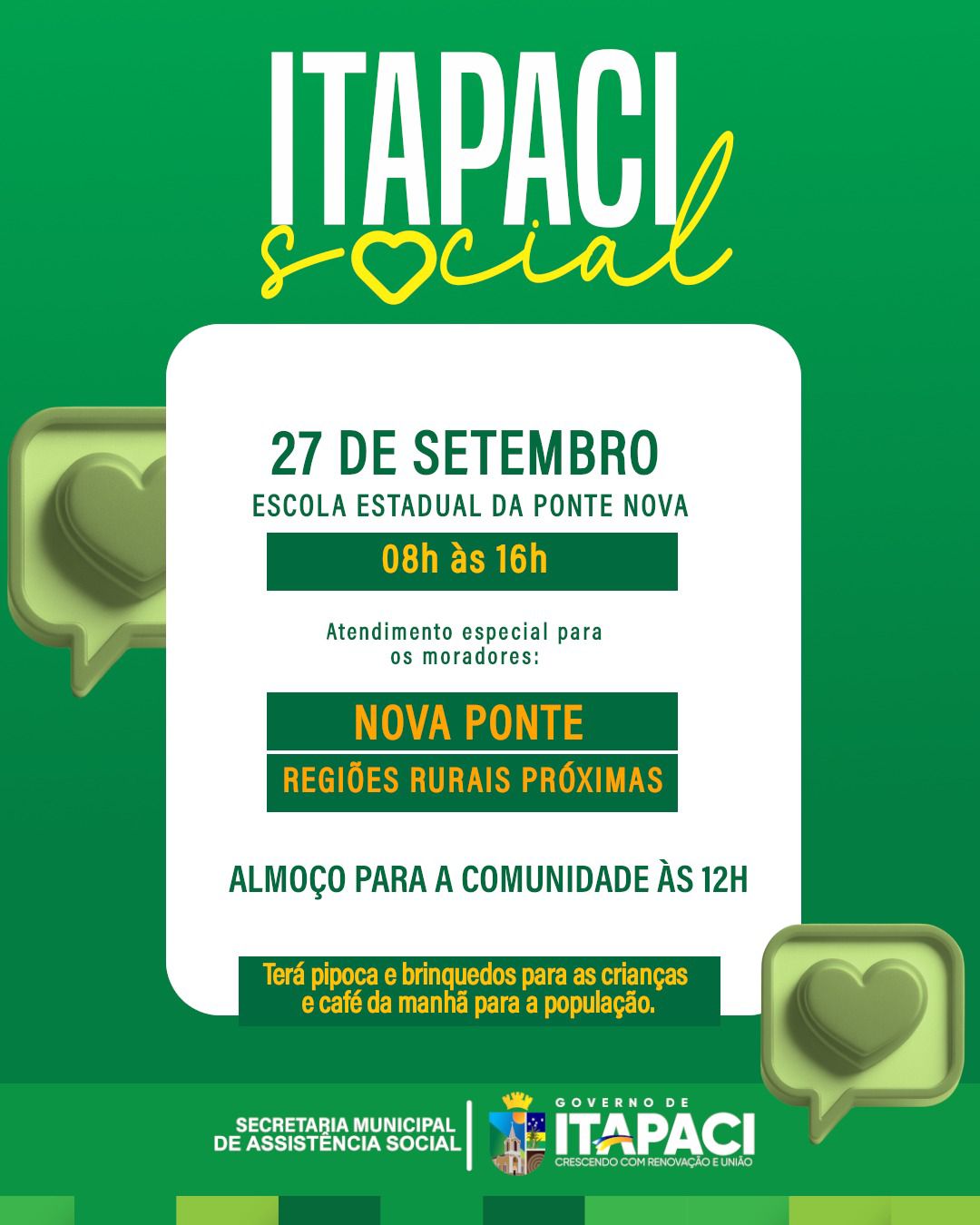 Nova Ponte recebe no próximo sábado (27) a ação ITAPACI SOCIAL