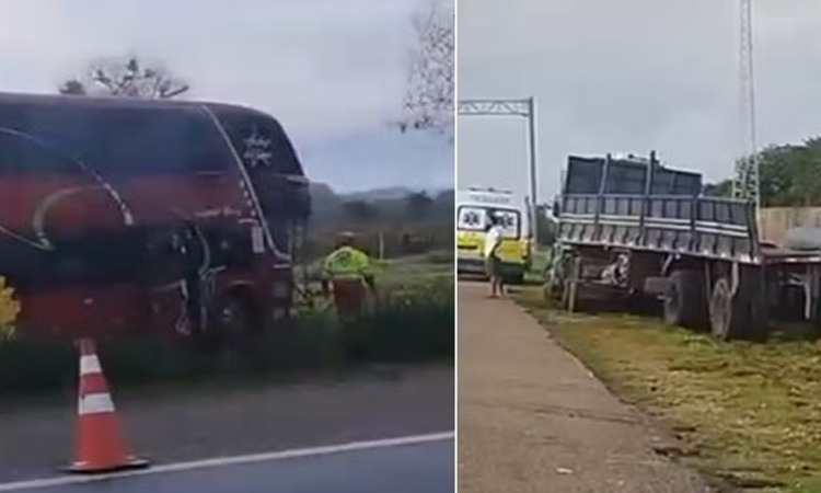 Duas pessoas morrem após colisão entre ônibus e caminhão na BR-153