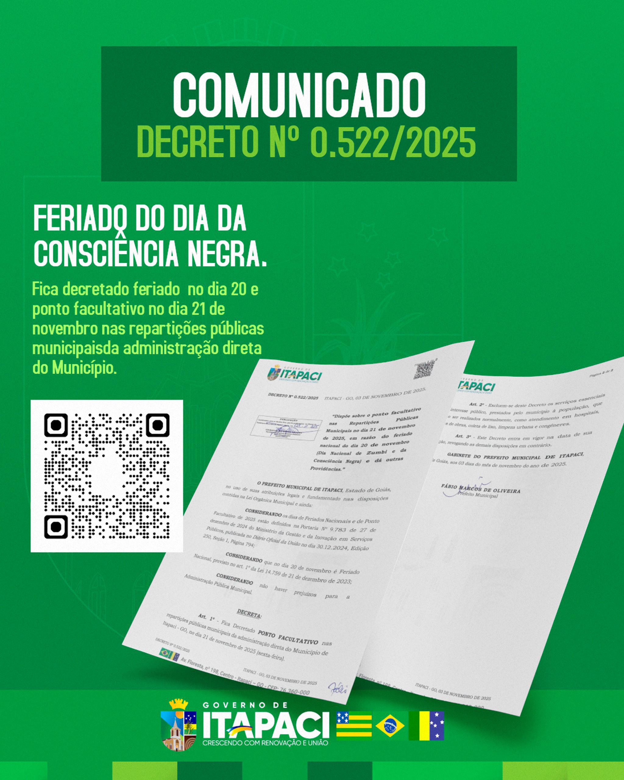 COMUNICADO – DECRETO Nº 0.522/2025