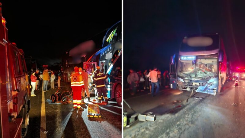 Colisão entre dois ônibus e três carros deixa uma pessoa morta na BR-153