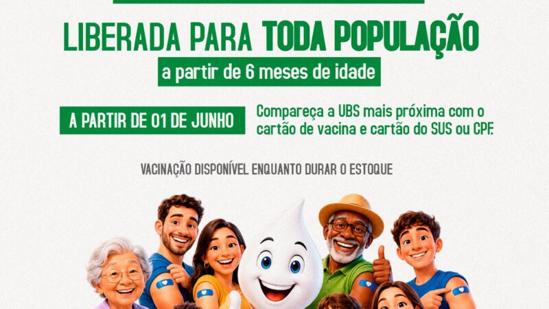 Saúde Itapaci libera a vacinação contra Influenza (gripe) para toda população