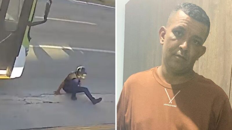 Vídeo | Passageiro morre após se desequilibrar ao descer de moto, cair e ser atropelado por ônibus, em Goiânia